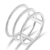 Ring Triple mit Diamanten, 18 Karat Weißgold-LEAF Hot