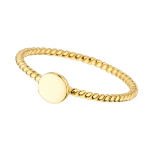 Ring Twist mit Plättchen, 18 K Gelbgold vergoldet, Größe 50-LEAF Best