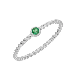 Ring Twist Smaragd, 14 Karat Weißgold-LEAF Hot
