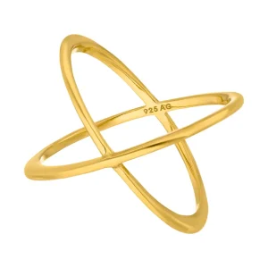 Ring X Cross, 18 K Gelbgold vergoldet, Größe 54-LEAF New