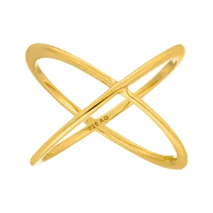 Ring X Cross, 18 K Gelbgold vergoldet, Größe 54-LEAF New