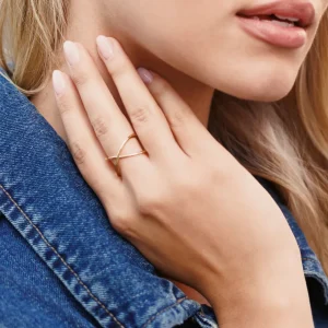 Ring X Cross, 18 K Gelbgold vergoldet, Größe 54-LEAF New