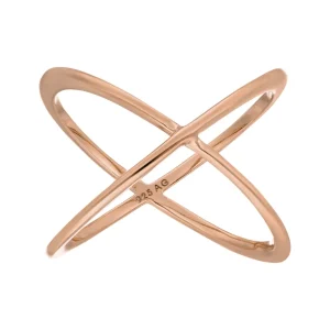Ring X Cross, 18 K Rosegold vergoldet, Größe 54-LEAF New