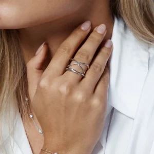 Ring X Cross, 925 Sterlingsilber, Größe 54-LEAF Discount