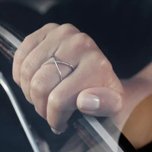 Ring X Cross, 925 Sterlingsilber, Größe 54-LEAF Discount