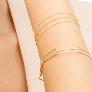 Silber Armkette, BIG SQUARE, Gelbgold-LEAF Online
