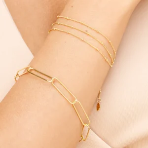 Silber Armkette, BIG SQUARE, Gelbgold-LEAF Online