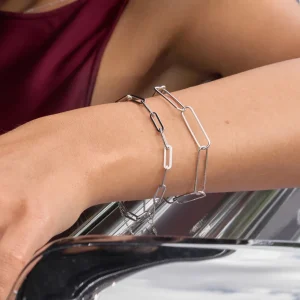 Silber Armkette, BIG SQUARE, Rosegold-LEAF New