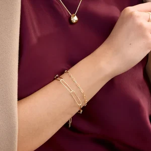 Silber Armkette, BIG SQUARE, Rosegold-LEAF New