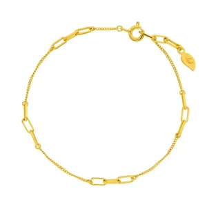Silber Armkette, CUBE II, Gelbgold-LEAF Fashion