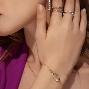 Silber Armkette, Rosegold, Neon Twist-LEAF Clearance