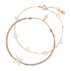 Silber Bracelet Set "Gold Gems", Rosegold-LEAF Hot