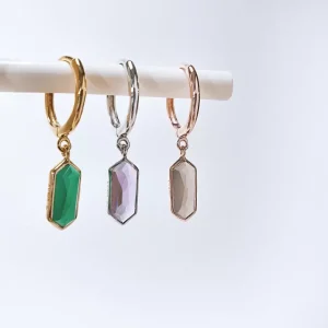 Silber Creole, CUBE, Grüner Achat-LEAF Sale