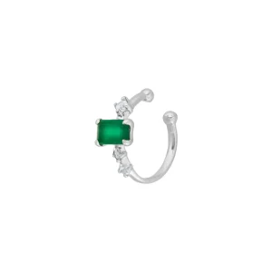 Silber Earcuff Gorgeous Gems, Grüner Achat-LEAF Hot