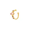 Silber Earcuff Gorgeous Gems, Rosenquarz, Gelbgold-LEAF Online
