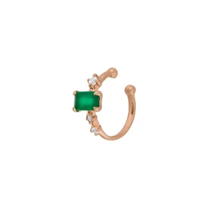Silber Earcuff Gorgeous Gems, Grüner Achat, Rosegold-LEAF Online