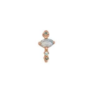 Silber Earcuff Gorgeous Gems, Labradorit, Rosegold-LEAF Clearance