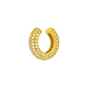 Silber Earcuff, PAVE Weiss, Gelbgold-LEAF Outlet