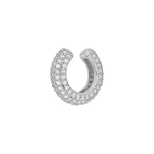 Silber Earcuff, PAVE Weiss, Silber-LEAF Fashion