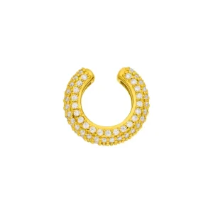 Silber Earcuff, PAVE Weiss, Gelbgold-LEAF Outlet