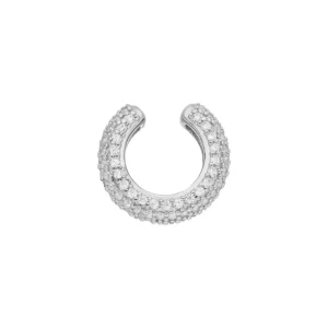 Silber Earcuff, PAVE Weiss, Silber-LEAF Fashion