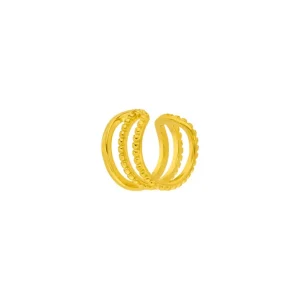 Silber Earcuff, TRIPLE, Gelbgold-LEAF Fashion