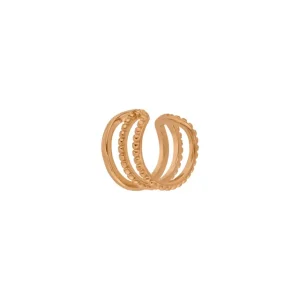 Silber Earcuff, TRIPLE, Rosegold-LEAF Hot