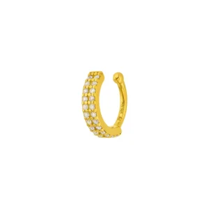 Silber Earcuff, Zirkonia, Gelbgold-LEAF Fashion