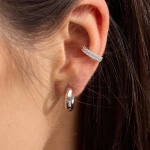 Silber Earcuff, Zirkonia, Rosegold-LEAF New