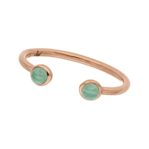 Silber Open Ring, Amazonit, Rosegold-LEAF Outlet