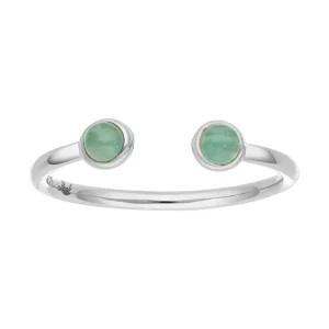 Silber Open Ring, Amazonit-LEAF New