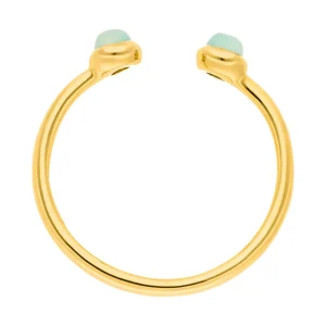 Silber Open Ring, Amazonit, Gelbgold-LEAF Online
