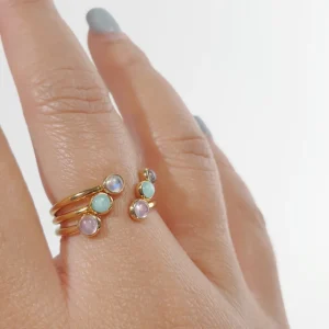 Silber Open Ring, Amazonit-LEAF New