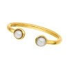 Silber Open Ring, Perle, Gelbgold-LEAF Fashion
