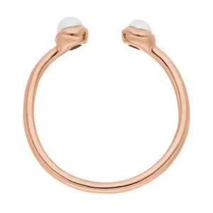 Silber Open Ring, Perle, Rosegold-LEAF Clearance