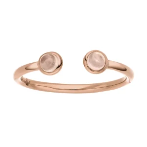 Silber Open Ring, Rosenquarz, Rosegold-LEAF Hot