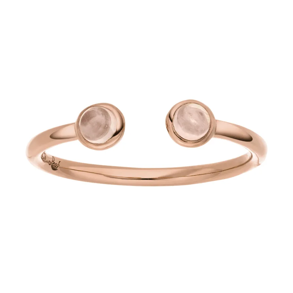 silber_open_ring_rosenqua_1.webp Silber Open Ring, Rosenquarz, Rosegold-LEAF Hot