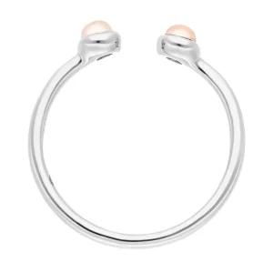 Silber Open Ring, Rosenquarz-LEAF New