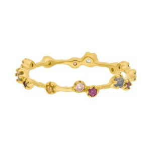 Silber Ring, Eternity Gems, Gelbgold-LEAF Clearance