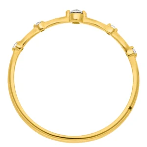Silber Ring mit Zirkonia, Gelbgold, Gr.52-LEAF Online