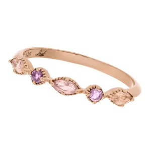 Silber Ring, Oval Gems, Rosenquarz, Rosegold-LEAF Discount