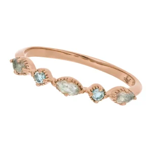 Silber Ring, Oval Gems, Rosegold-LEAF Fashion
