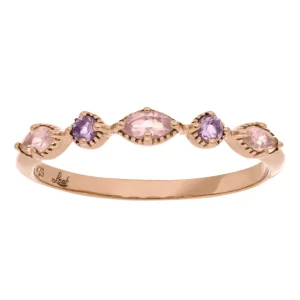 Silber Ring, Oval Gems, Rosenquarz, Rosegold-LEAF Discount