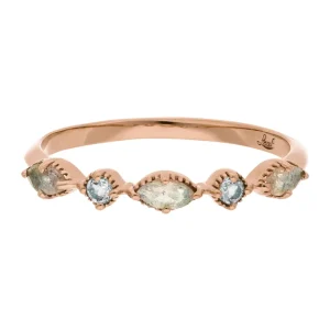 Silber Ring, Oval Gems, Rosegold-LEAF Fashion