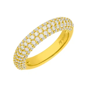 Silber Ring, PAVE, Gelbgold, Gr.52-LEAF Clearance
