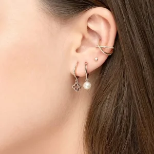 Single Creole CLOVER/Zirkonia, 18 K Rosegold vergoldet-LEAF Online