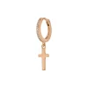 Single Creole CROSS/Zirkonia, 18 K Rosegold vergoldet-LEAF Fashion