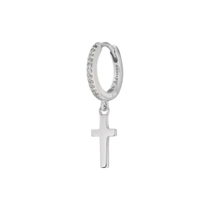 Single Creole CROSS/Zirkonia, 925 Sterlingsilber-LEAF Online