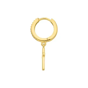 Single Creole CROSS/Zirkonia, 18 K Gelbgold vergoldet-LEAF Sale