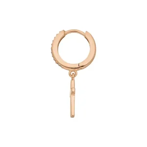 Single Creole CROSS/Zirkonia, 18 K Rosegold vergoldet-LEAF Fashion